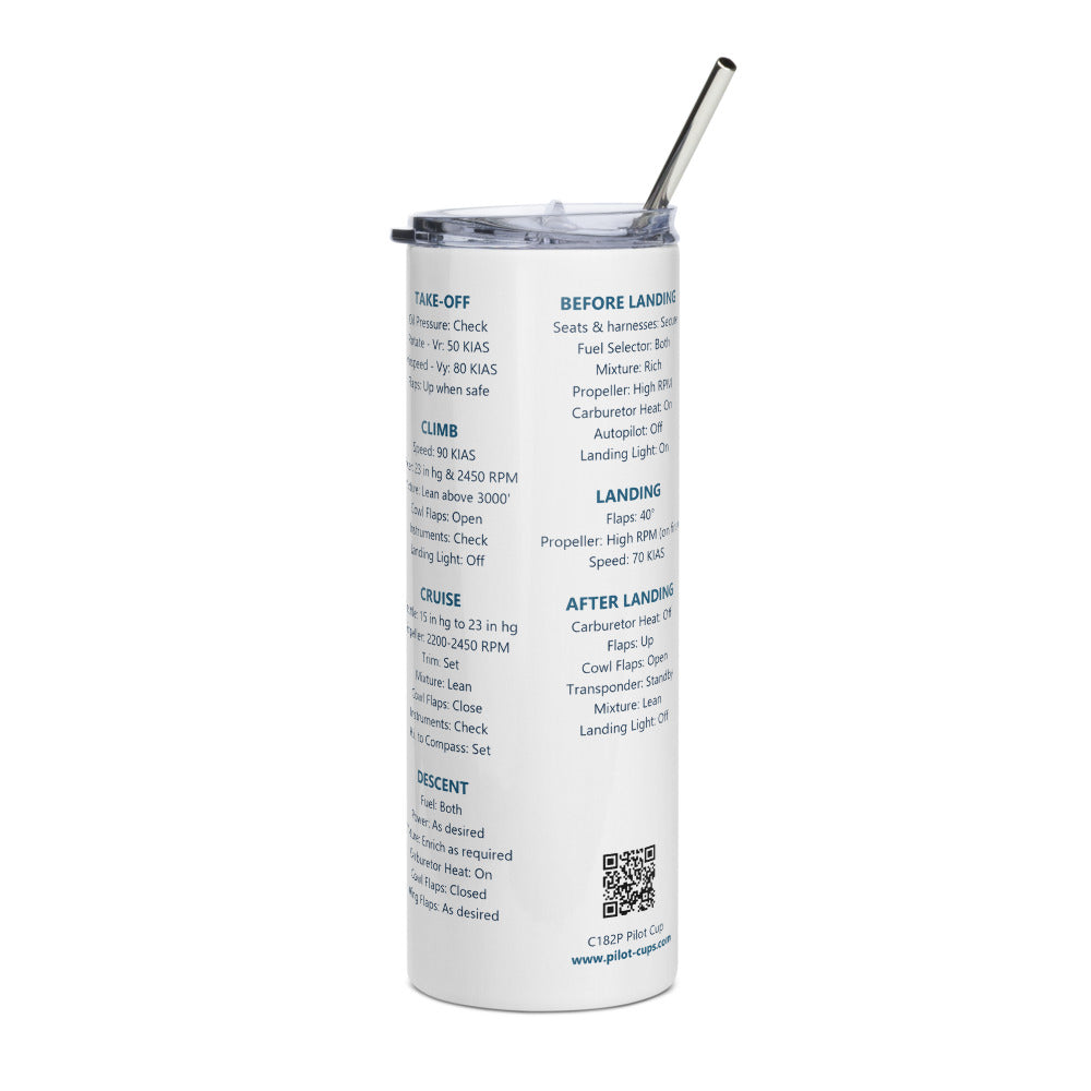 Vaso térmico checklist Cessna 182P – blanco – vista izquierda