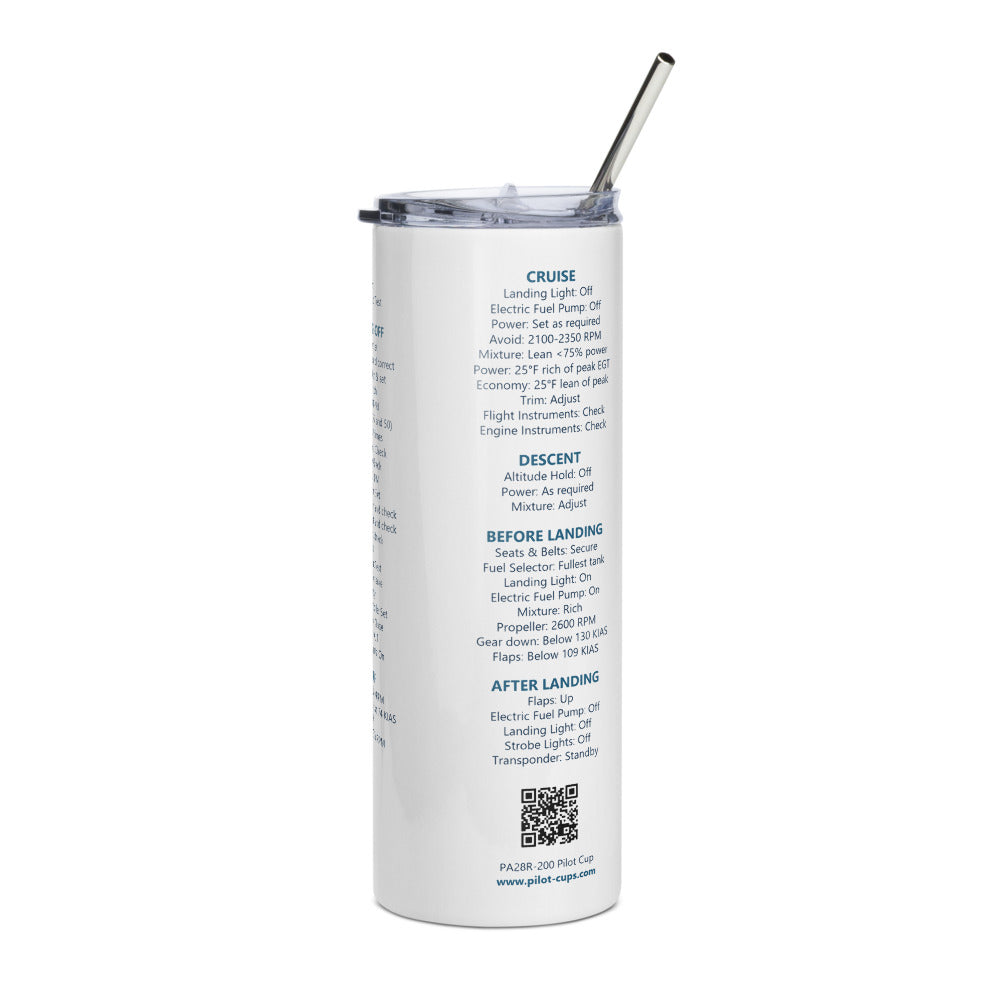 Vaso térmico checklist Piper PA28R-200 Arrow – blanco – vista izquierda