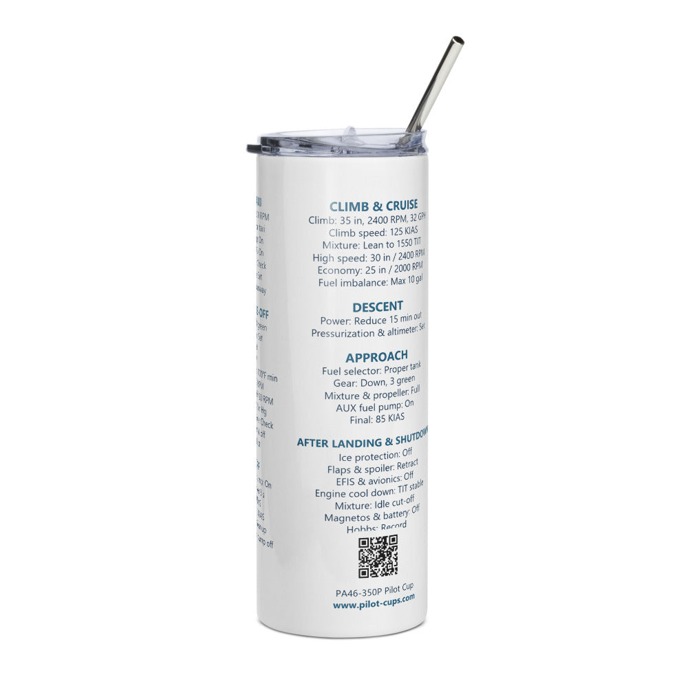 Vaso térmico checklist Piper PA46-350P – blanco – vista izquierda
