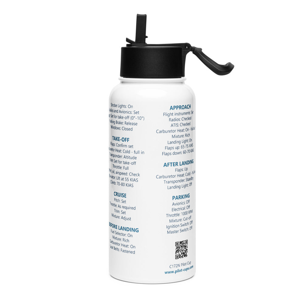 Borraccia checklist Cessna 172N – bianco – vista da sinistra