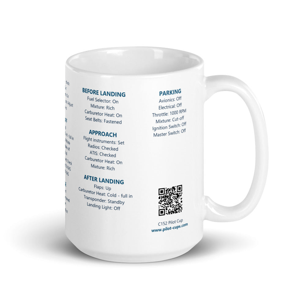 Taza checklist Cessna 152 – blanco – asa a la derecha