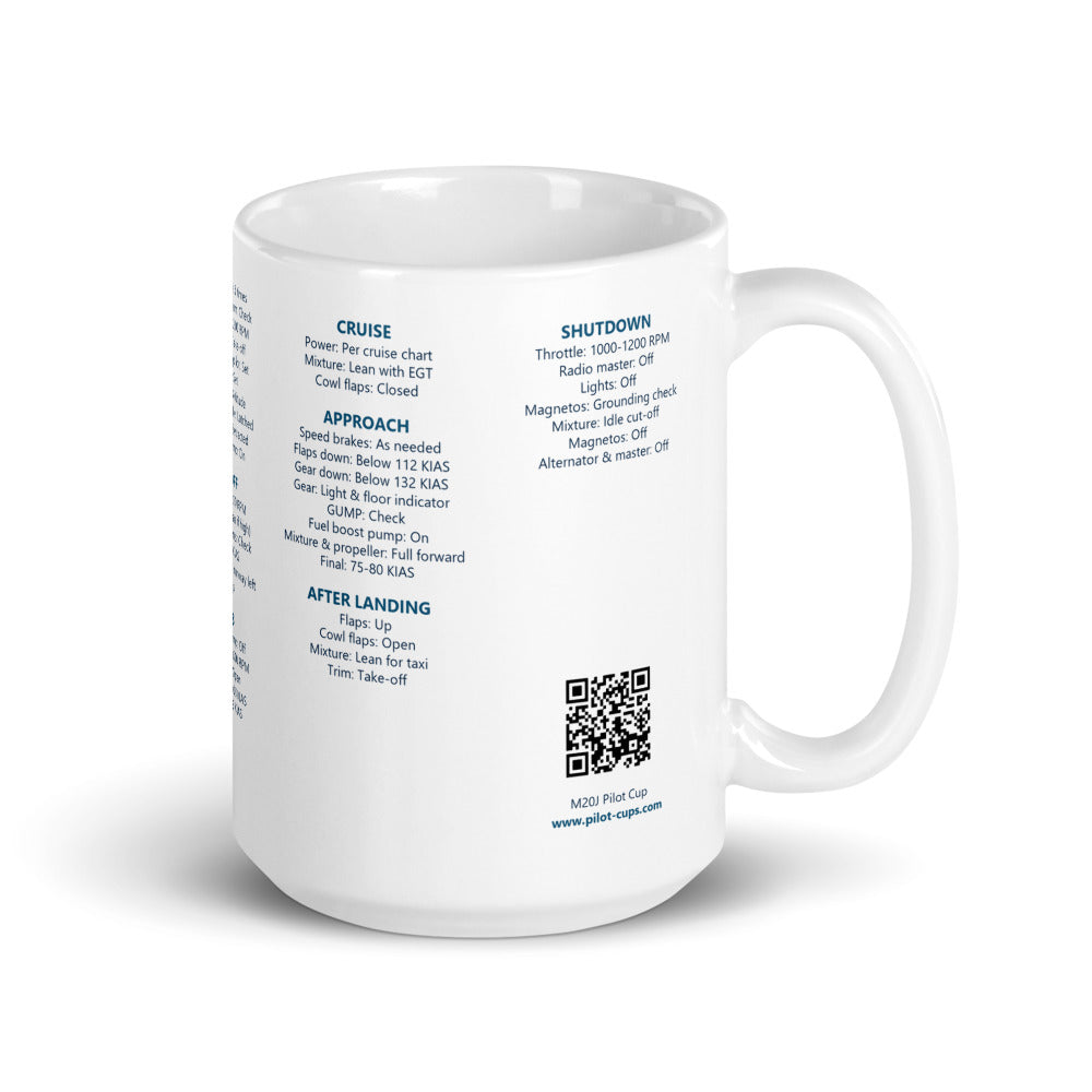 Taza checklist Mooney M20J – blanco – asa a la derecha