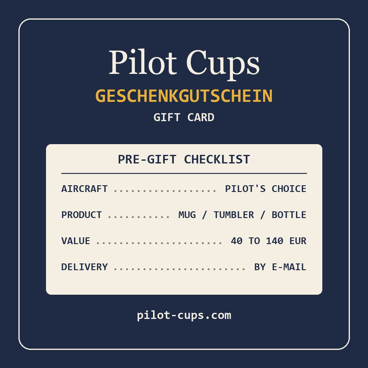 Pilot Cups gift card