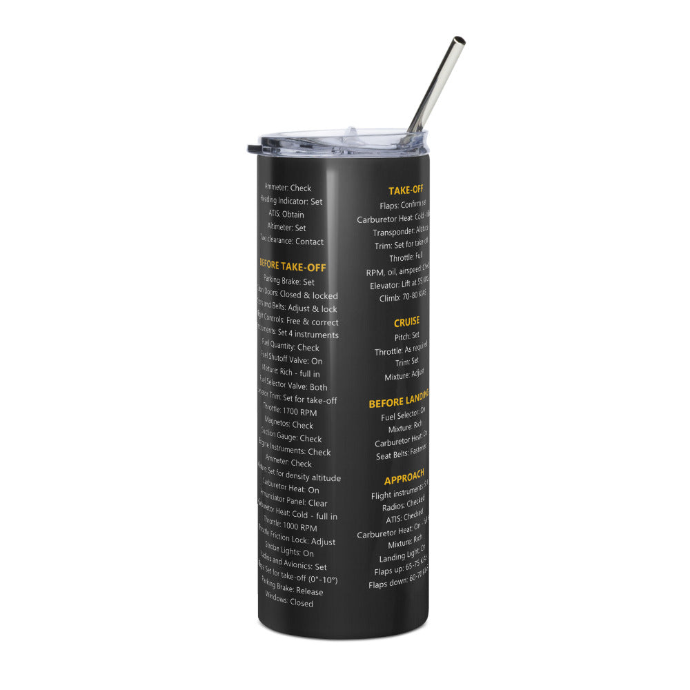 Vaso térmico checklist Cessna 172N – negro – vista frontal