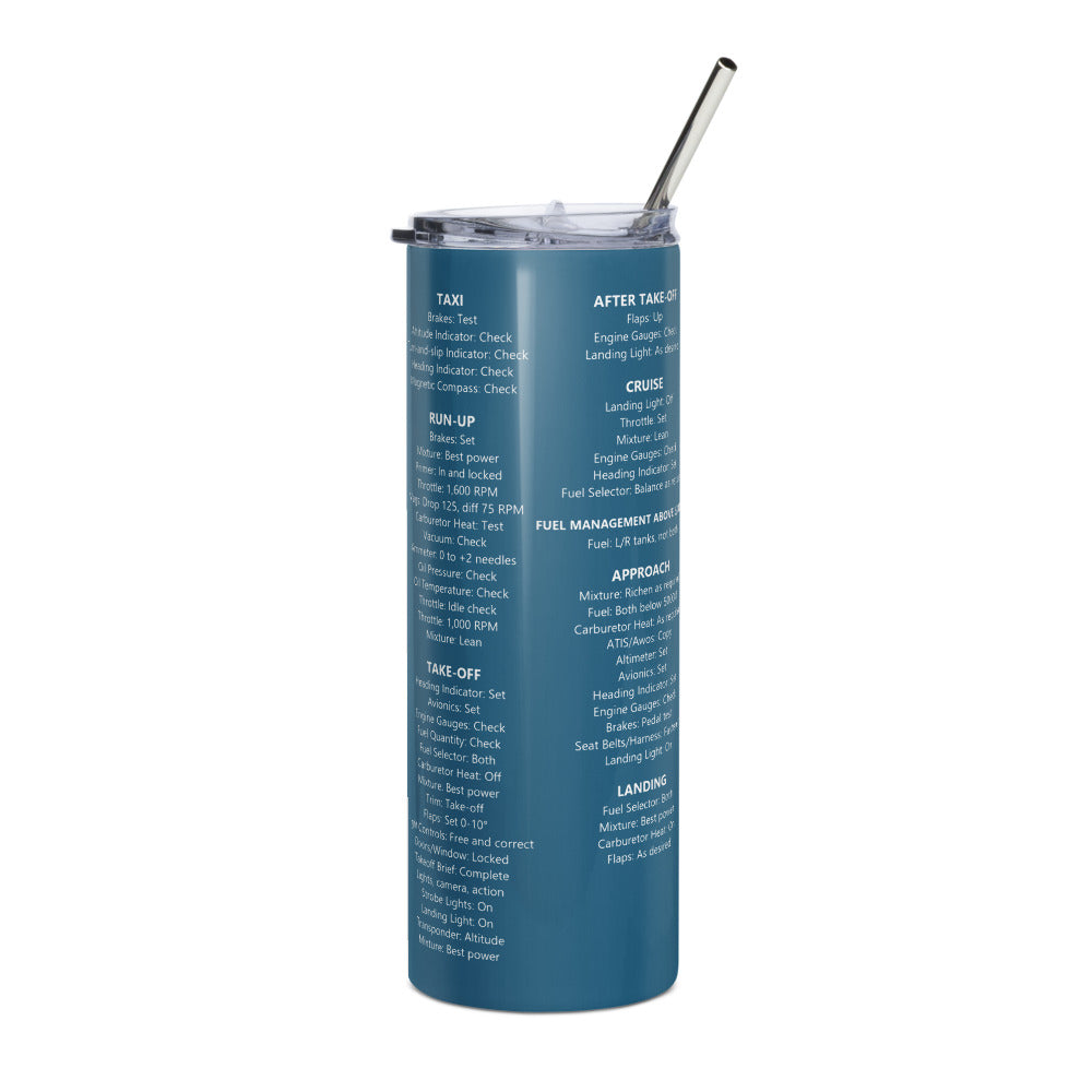 Vaso térmico checklist Cessna 172F – azul marino – vista frontal