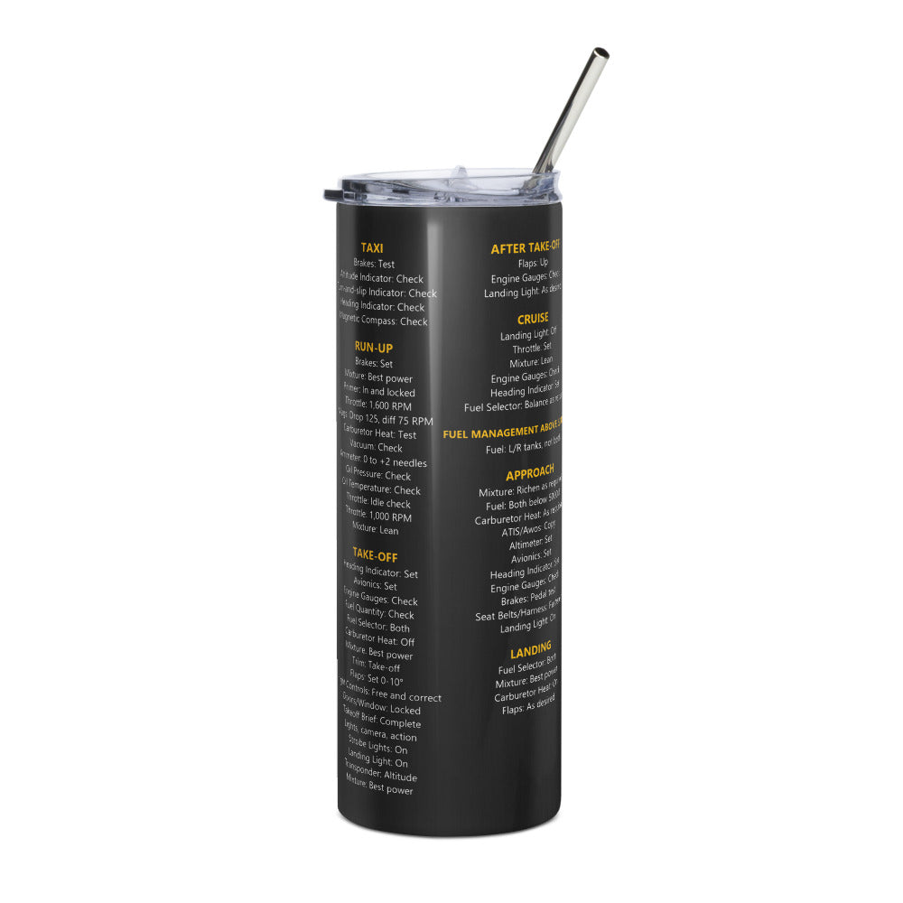 Vaso térmico checklist Cessna 172F – negro – vista frontal
