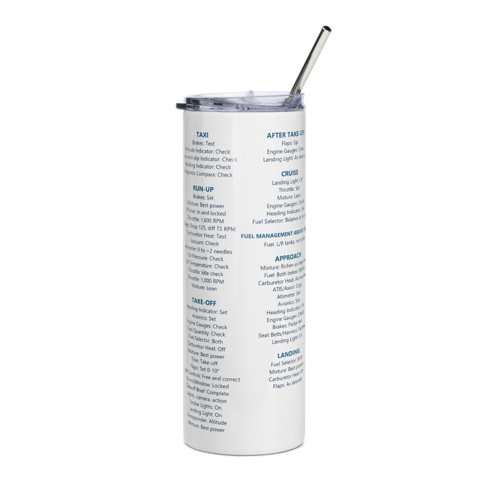 Vaso térmico checklist Cessna 172F – blanco – vista frontal