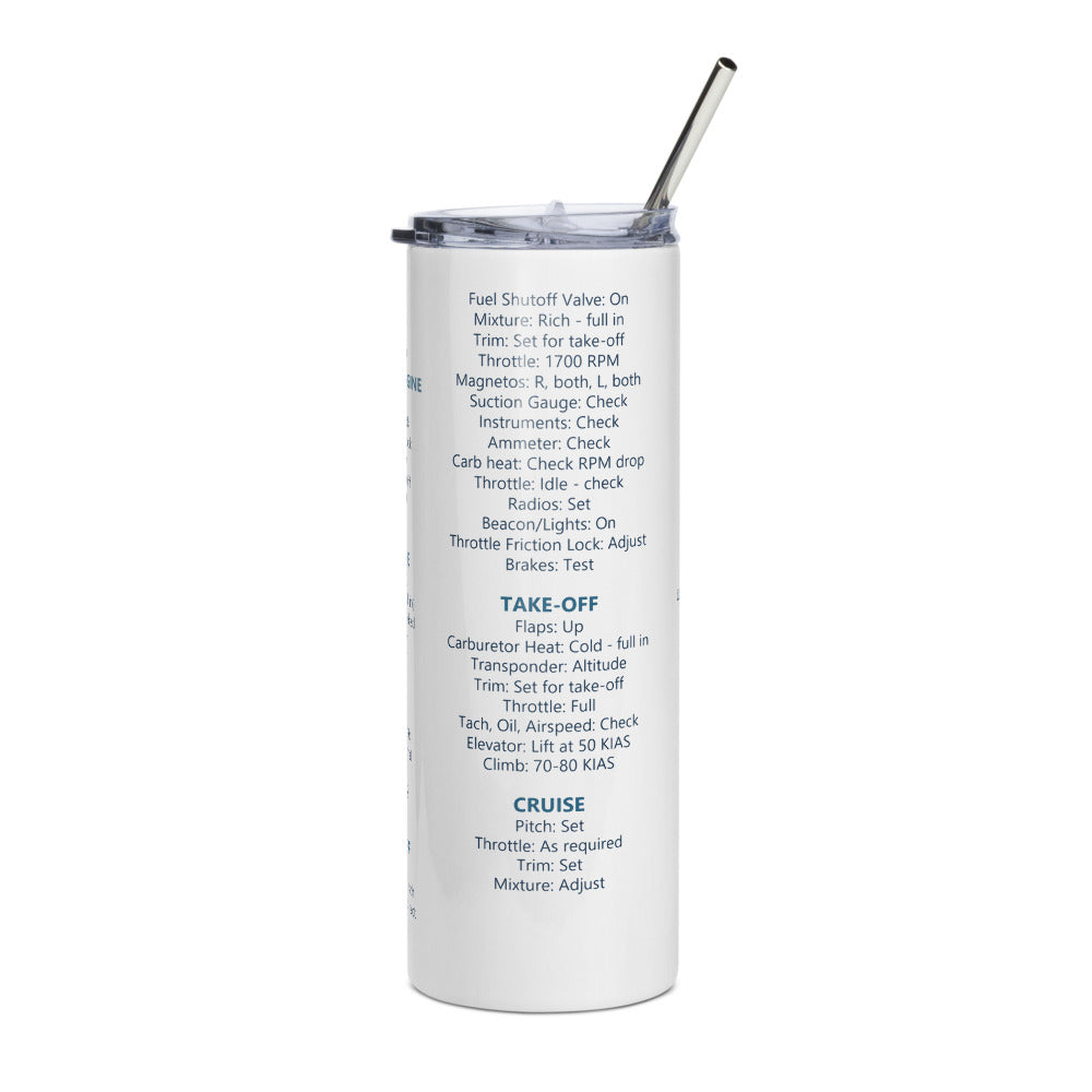 Vaso térmico checklist Cessna 152 – blanco – vista frontal