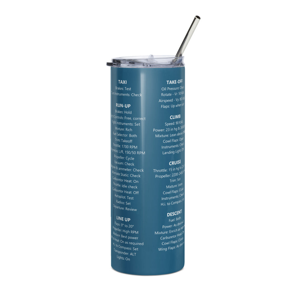 Vaso térmico checklist Cessna 182P – azul marino – vista frontal