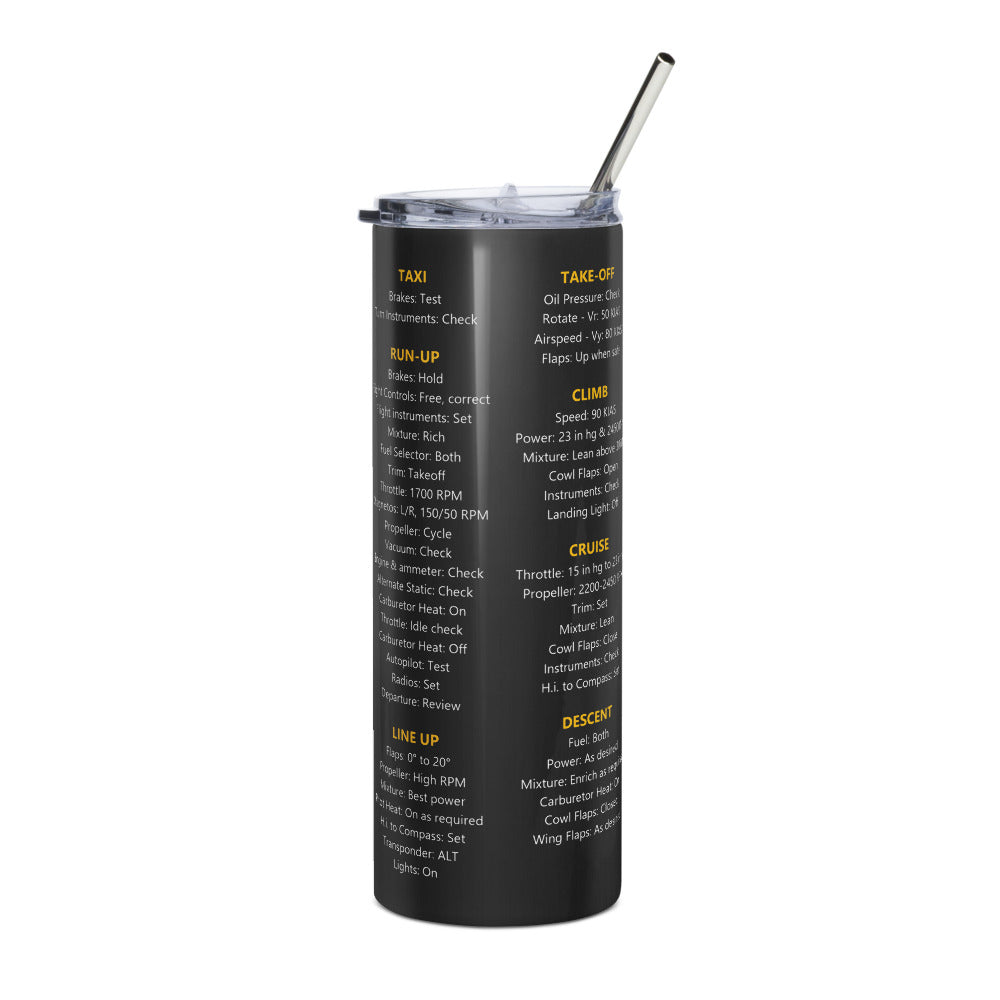 Vaso térmico checklist Cessna 182P – negro – vista frontal