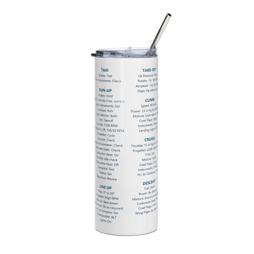 Vaso térmico checklist Cessna 182P – blanco – vista frontal