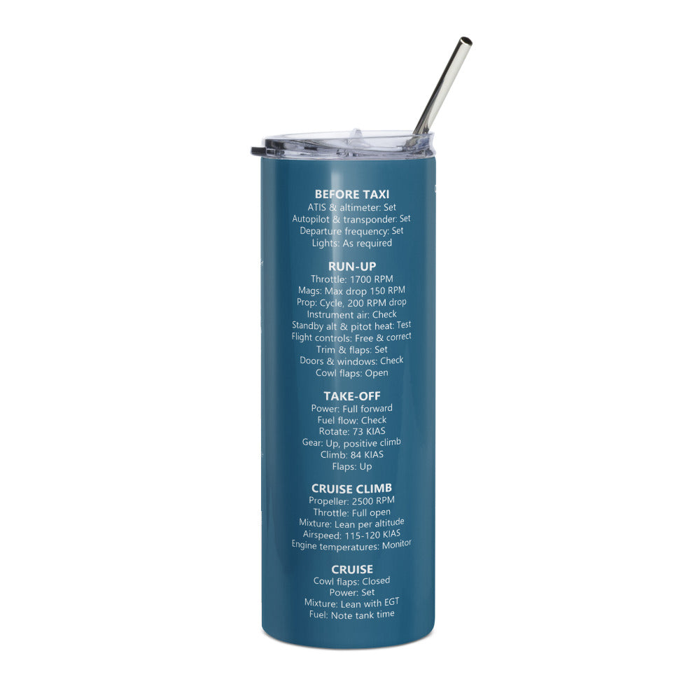 Vaso térmico checklist Beechcraft Bonanza A36 – azul marino – vista frontal