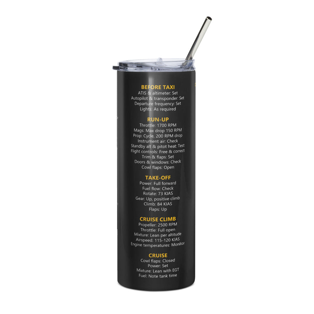 Vaso térmico checklist Beechcraft Bonanza A36 – negro – vista frontal