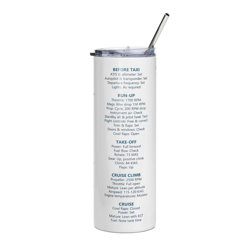 Vaso térmico checklist Beechcraft Bonanza A36 – blanco – vista frontal