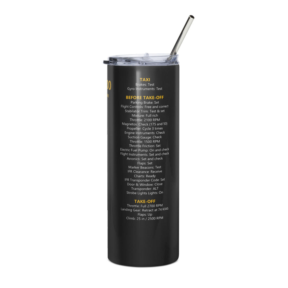 Vaso térmico checklist Piper PA28R-200 Arrow – negro – vista frontal