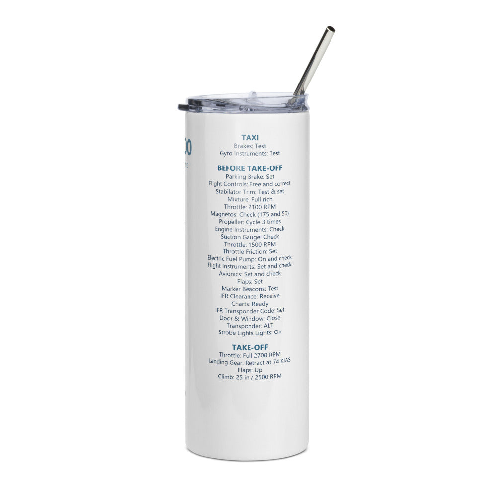 Vaso térmico checklist Piper PA28R-200 Arrow – blanco – vista frontal