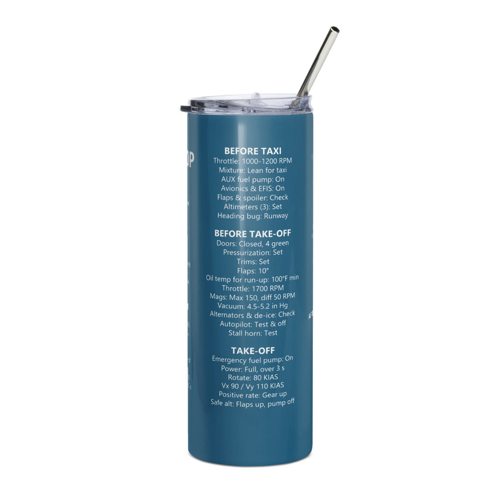 Vaso térmico checklist Piper PA46-350P – azul marino – vista frontal