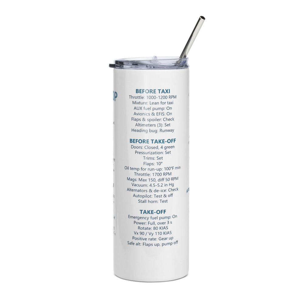 Vaso térmico checklist Piper PA46-350P – blanco – vista frontal