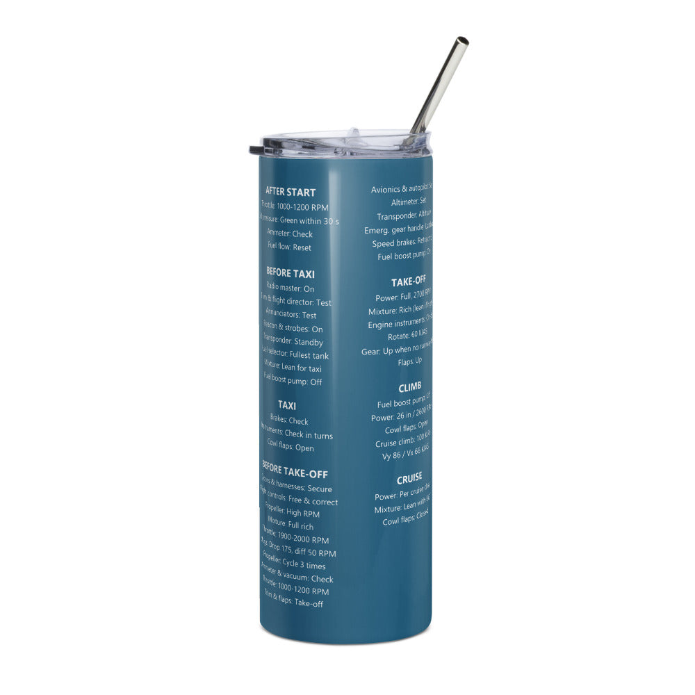 Vaso térmico checklist Mooney M20J – azul marino – vista frontal