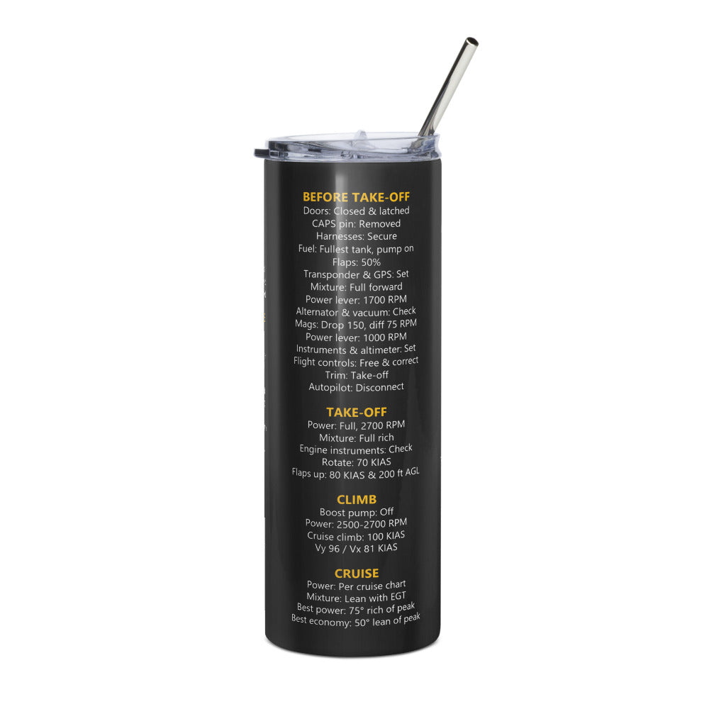 Vaso térmico checklist Cirrus SR20 – negro – vista frontal