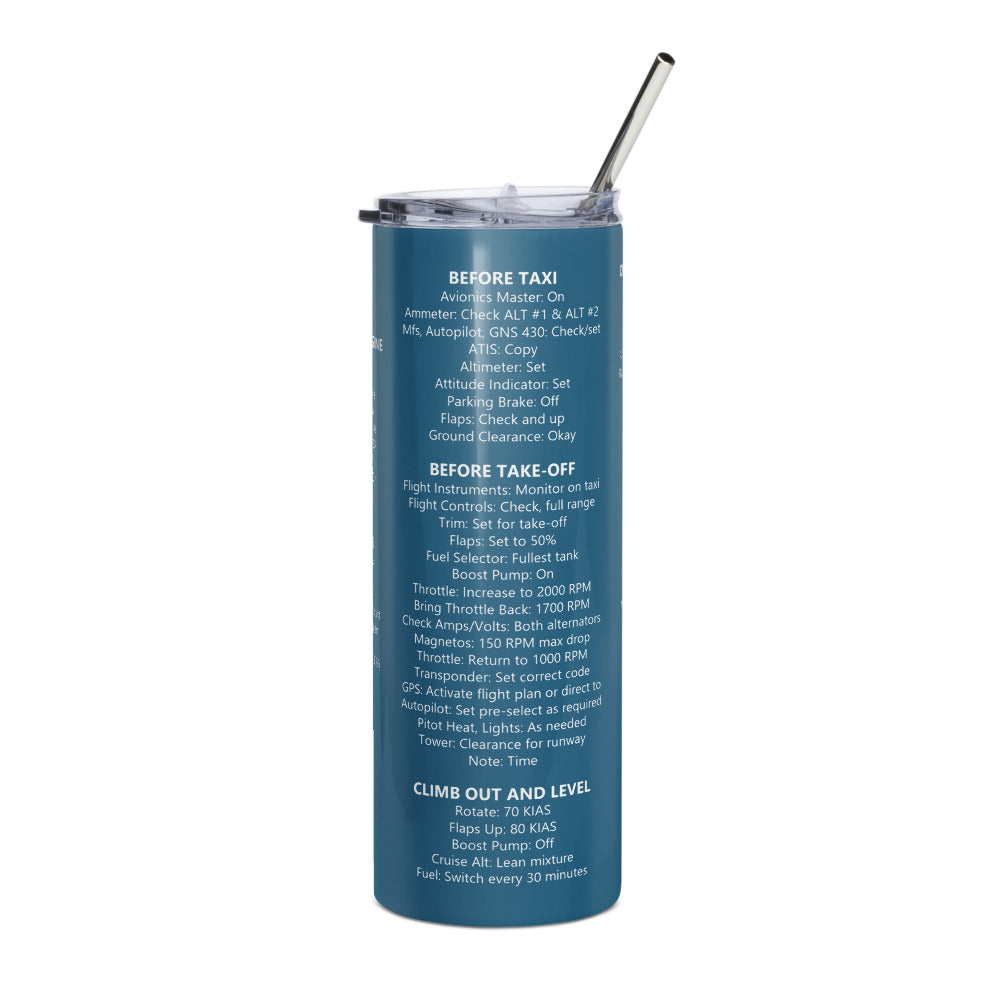 Vaso térmico checklist Cirrus SR22 – azul marino – vista frontal