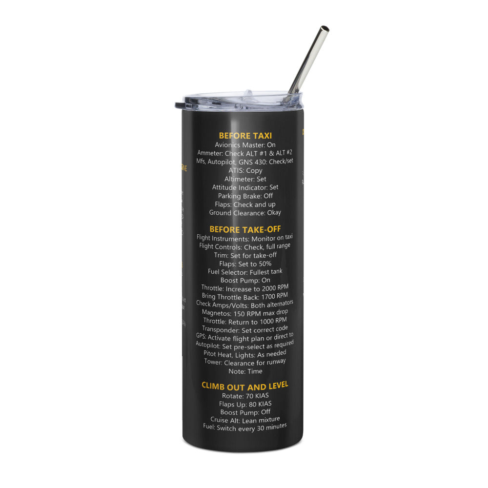 Vaso térmico checklist Cirrus SR22 – negro – vista frontal
