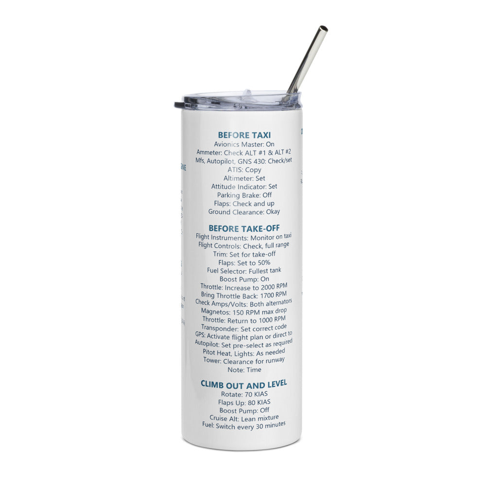 Vaso térmico checklist Cirrus SR22 – blanco – vista frontal