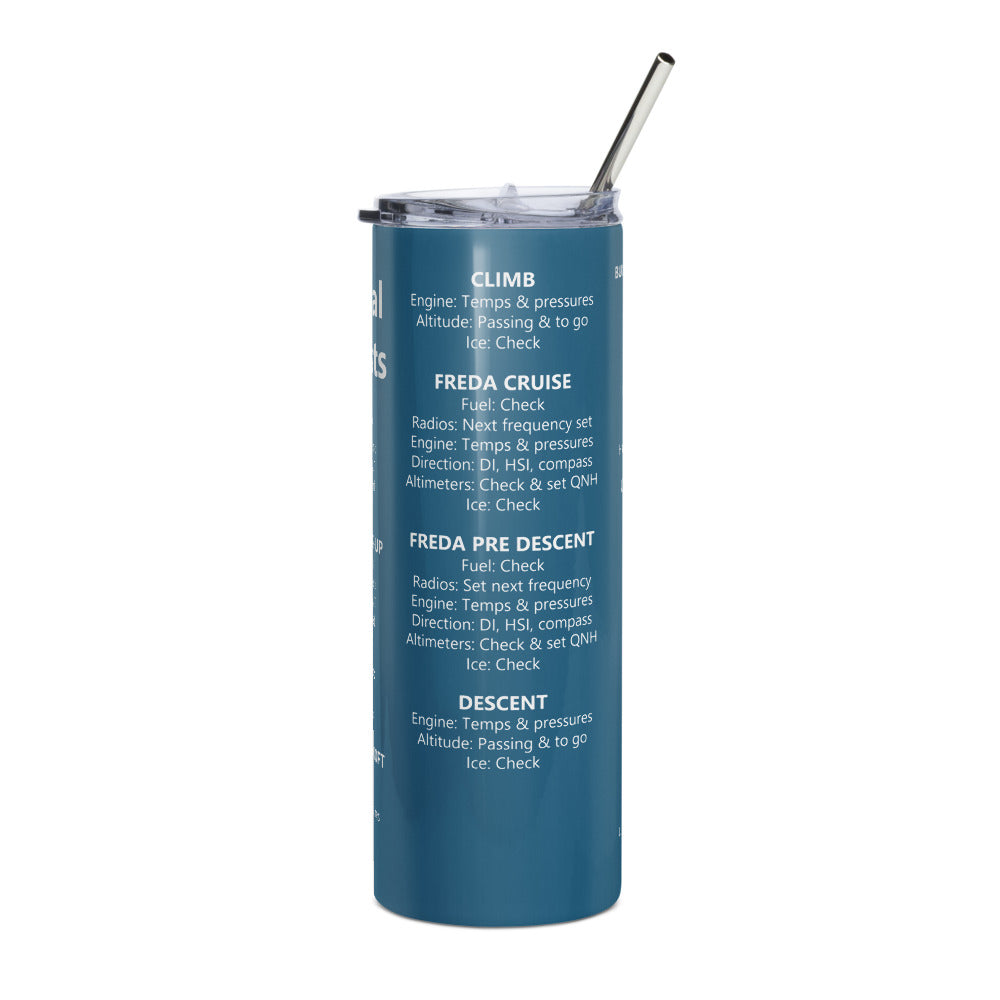 Vaso térmico checklists IFR universales – azul marino – vista frontal