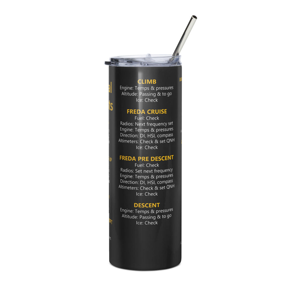 Vaso térmico checklists IFR universales – negro – vista frontal
