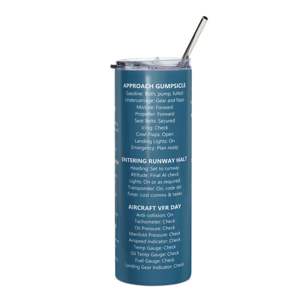 Vaso térmico checklists VFR universales – azul marino – vista frontal