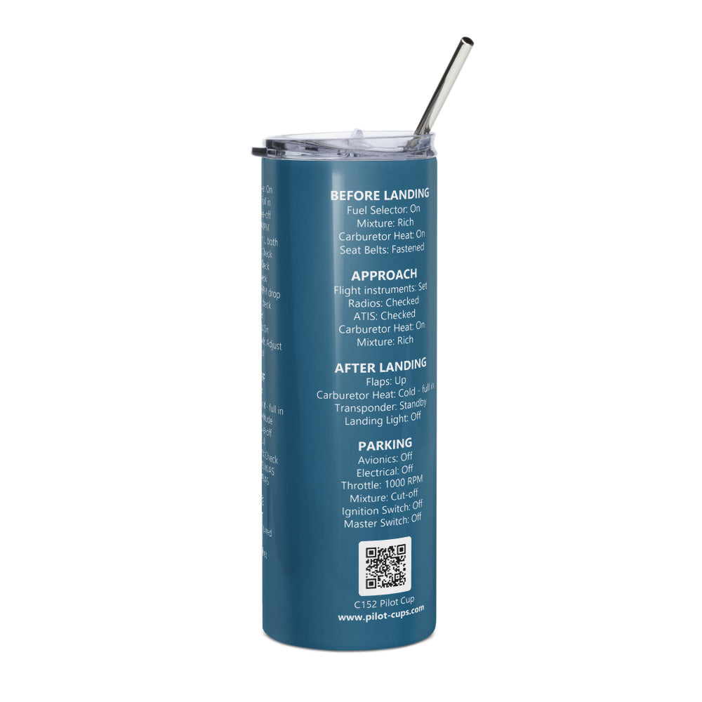 Vaso térmico checklist Cessna 152 – azul marino – vista izquierda