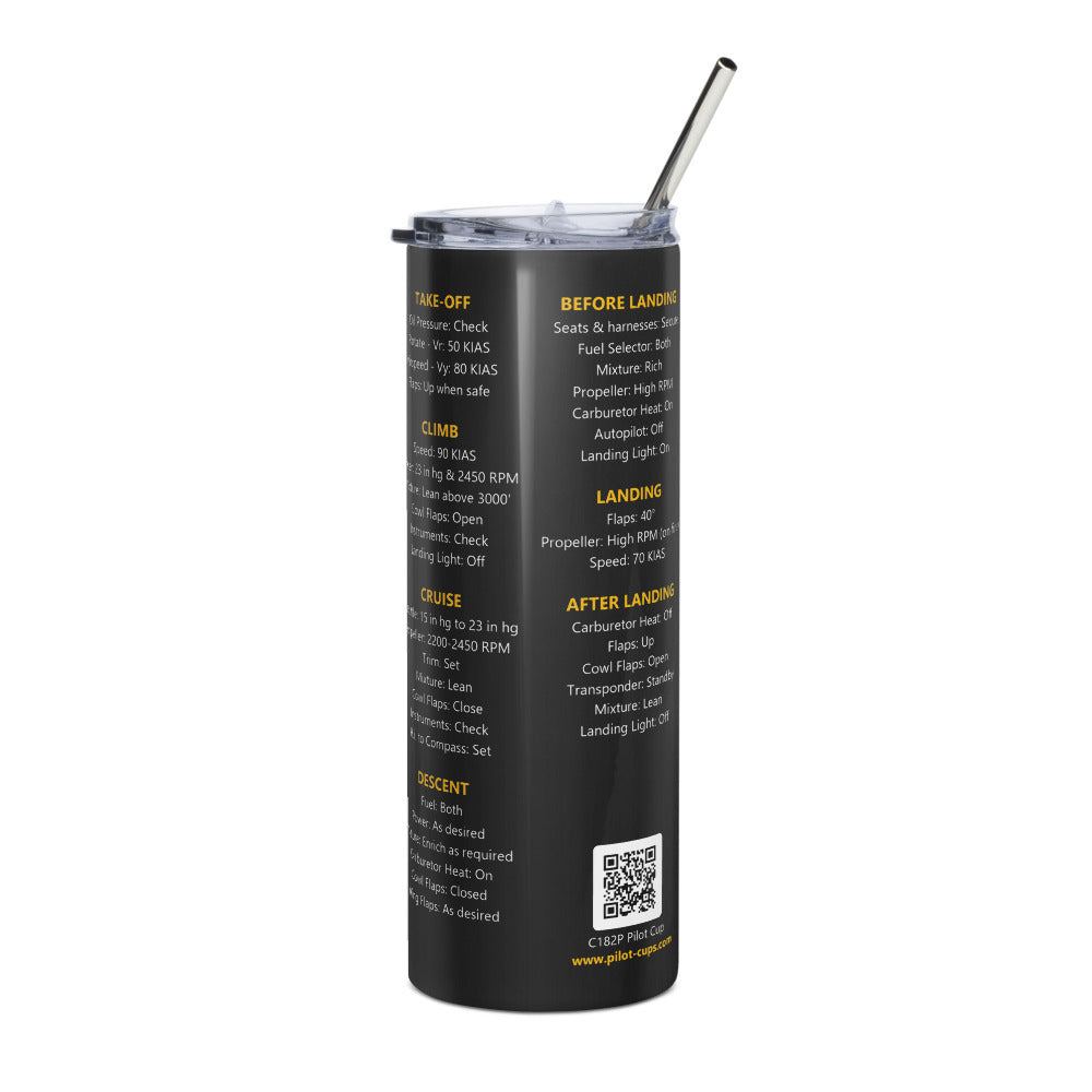Vaso térmico checklist Cessna 182P – negro – vista izquierda
