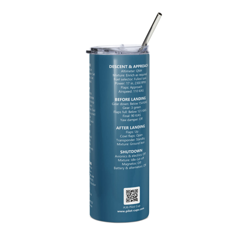 Vaso térmico checklist Beechcraft Bonanza A36 – azul marino – vista izquierda