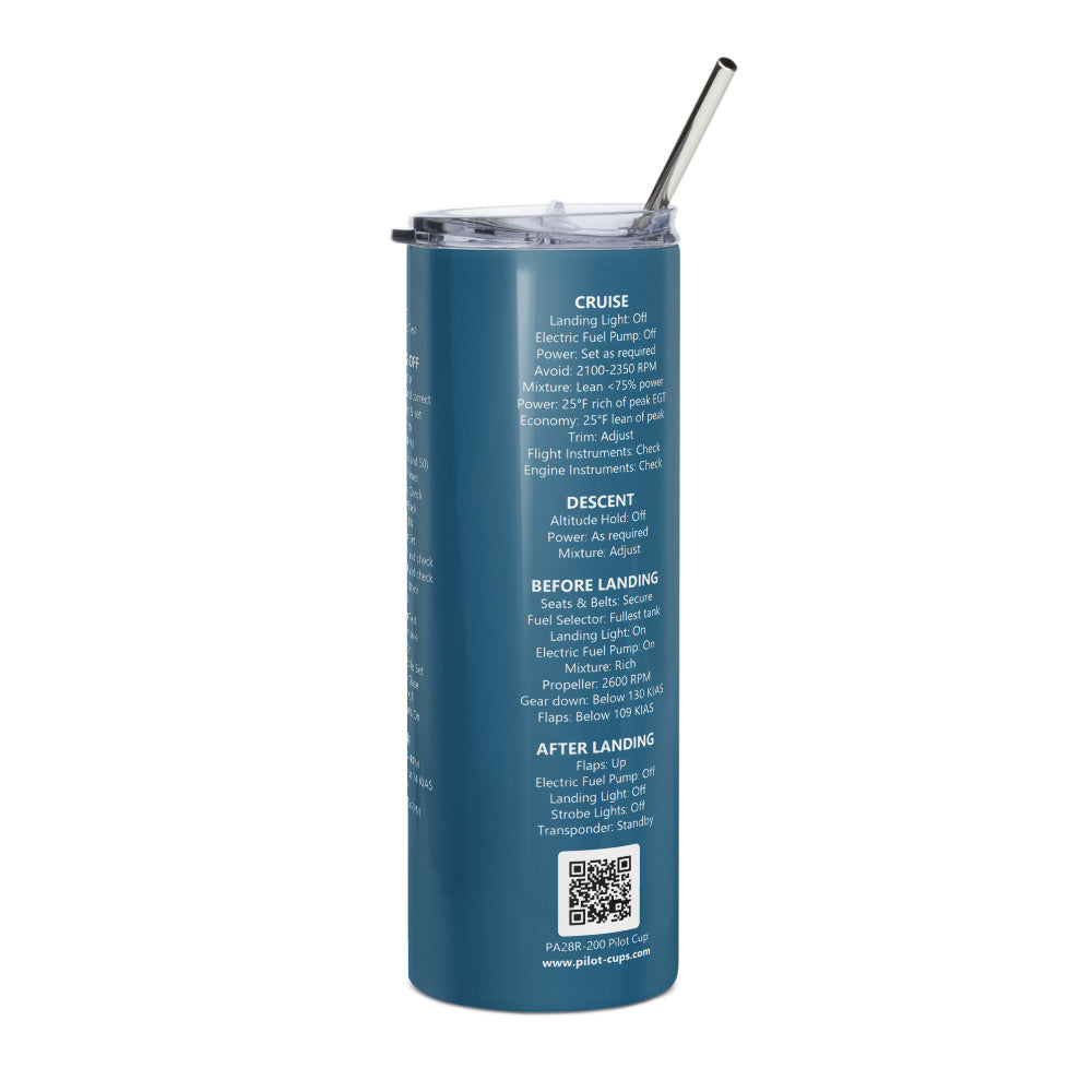 Vaso térmico checklist Piper PA28R-200 Arrow – azul marino – vista izquierda