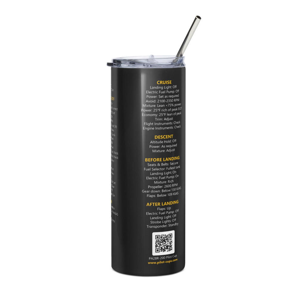 Vaso térmico checklist Piper PA28R-200 Arrow – negro – vista izquierda