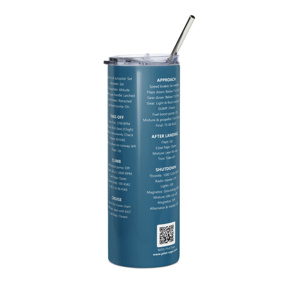 Vaso térmico checklist Mooney M20J – azul marino – vista izquierda