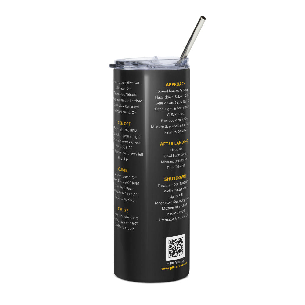 Vaso térmico checklist Mooney M20J – negro – vista izquierda