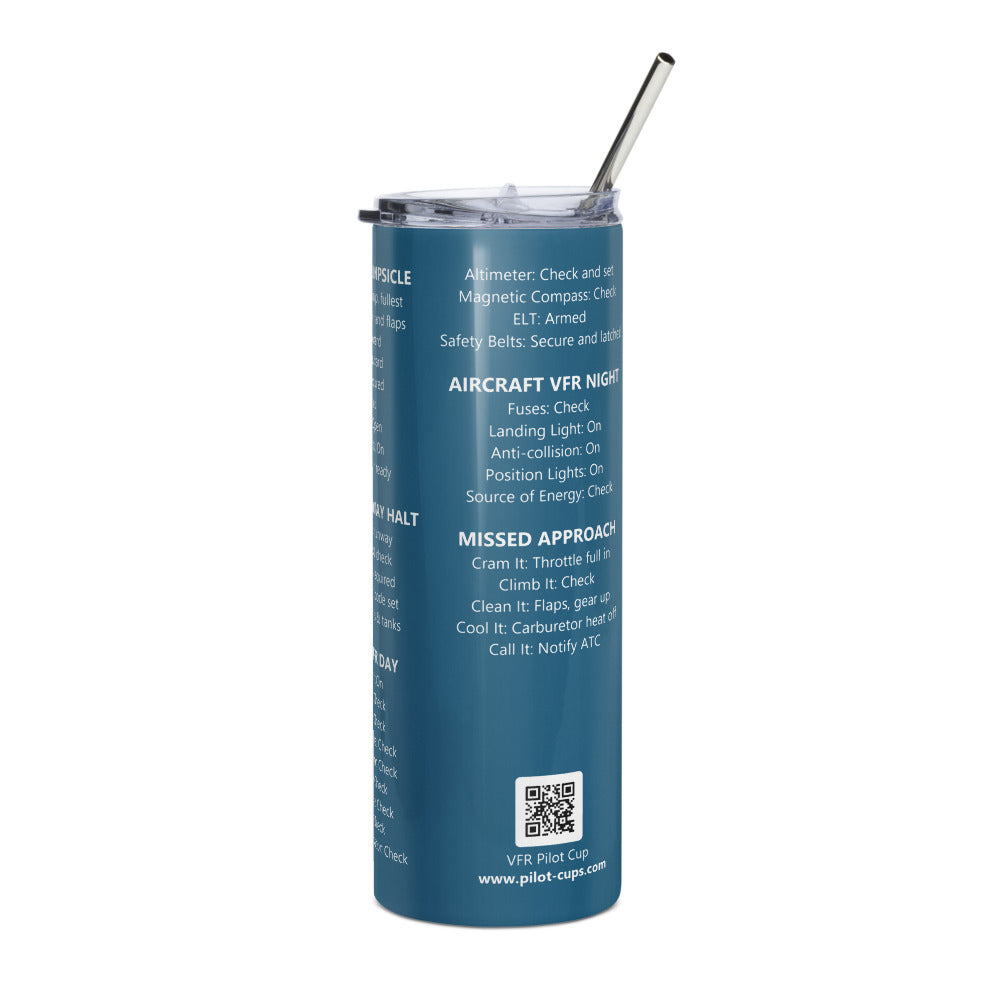 Vaso térmico checklists VFR universales – azul marino – vista izquierda