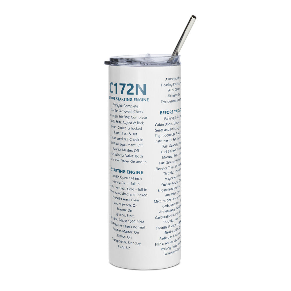 Bicchiere termico checklist Cessna 172N – bianco – vista da destra