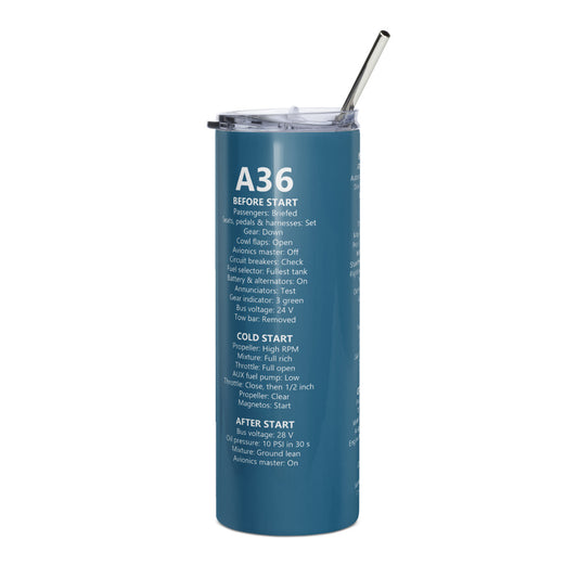 Vaso térmico checklist Beechcraft Bonanza A36 – azul marino – vista derecha