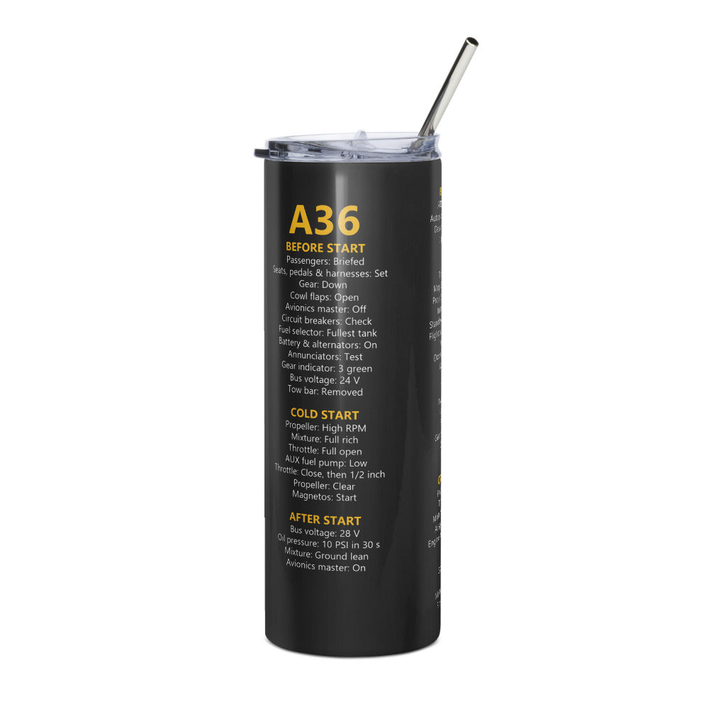 Vaso térmico checklist Beechcraft Bonanza A36 – negro – vista derecha