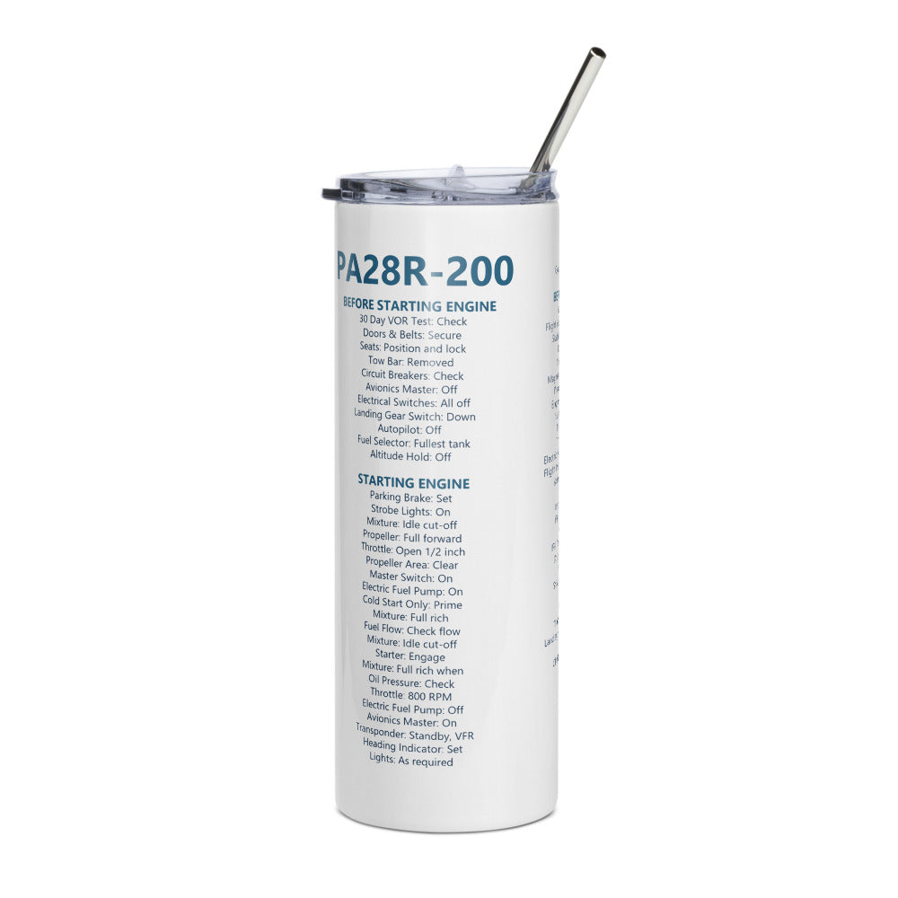 Vaso térmico checklist Piper PA28R-200 Arrow – blanco – vista derecha