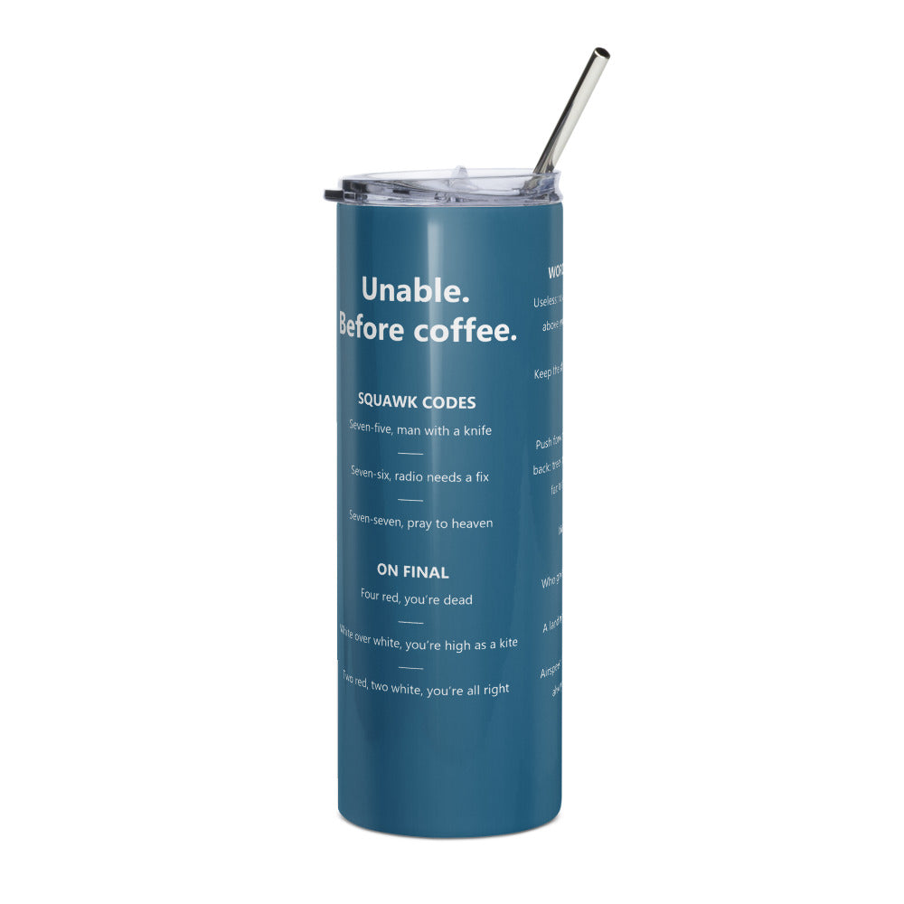 Unable. Before coffee. – Bicchiere termico – blu navy – vista da destra