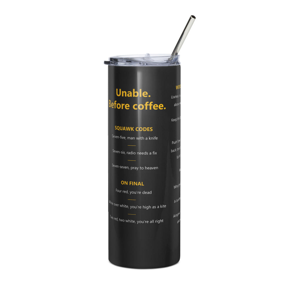 Unable. Before coffee. – Bicchiere termico – nero – vista da destra