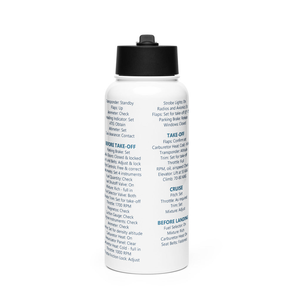 Borraccia checklist Cessna 172N – bianco – vista frontale