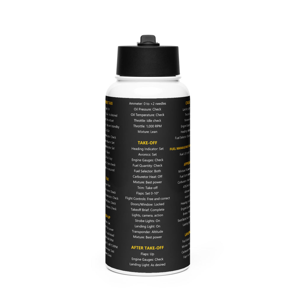 Botella checklist Cessna 172F – negro – vista frontal