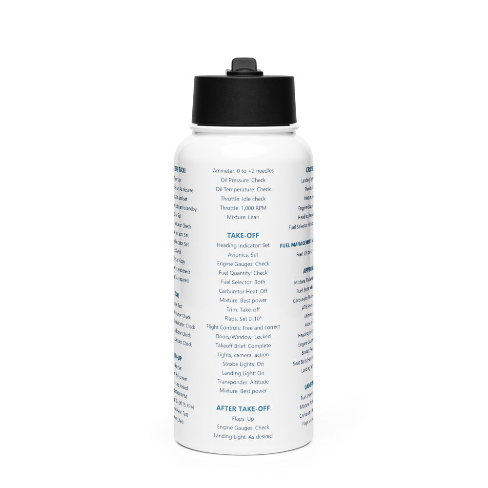 Botella checklist Cessna 172F – blanco – vista frontal