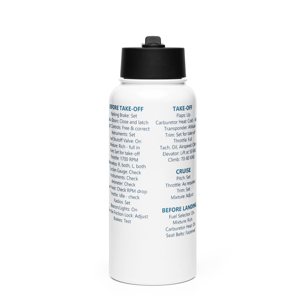 Botella checklist Cessna 152 – blanco – vista frontal