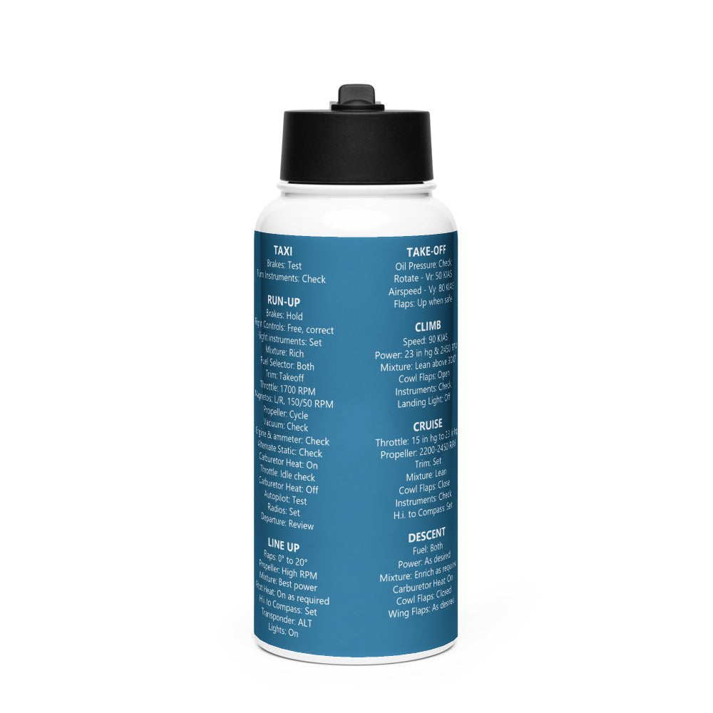 Botella checklist Cessna 182P – azul marino – vista frontal