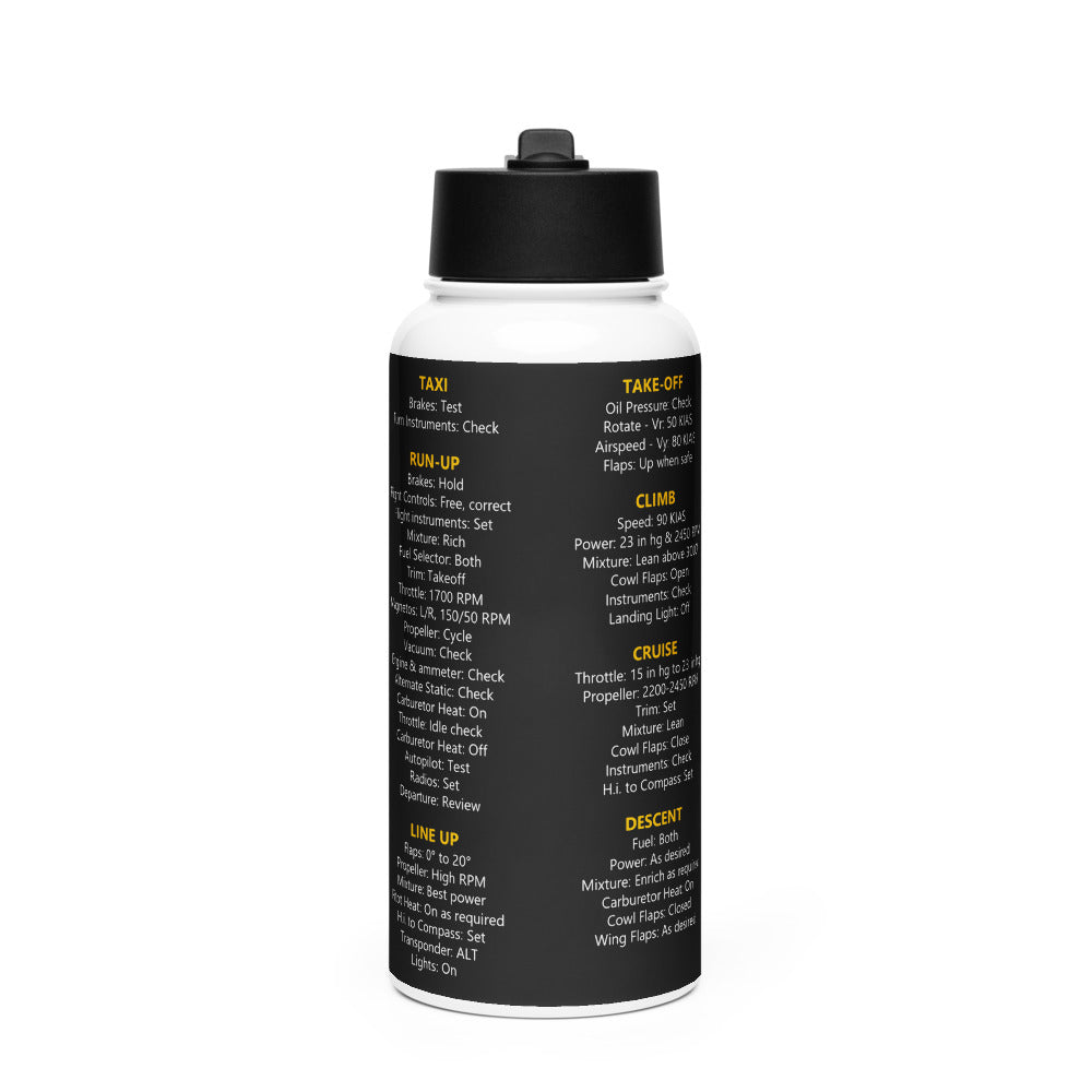 Botella checklist Cessna 182P – negro – vista frontal